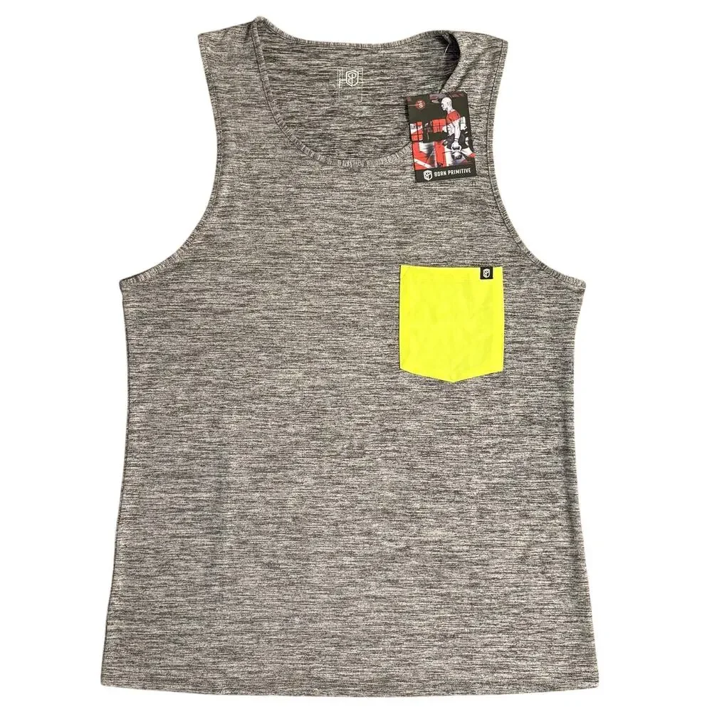 Born Primitive Athleisure Pocket Tank CrossFit Heather Gray Size Men’s Small